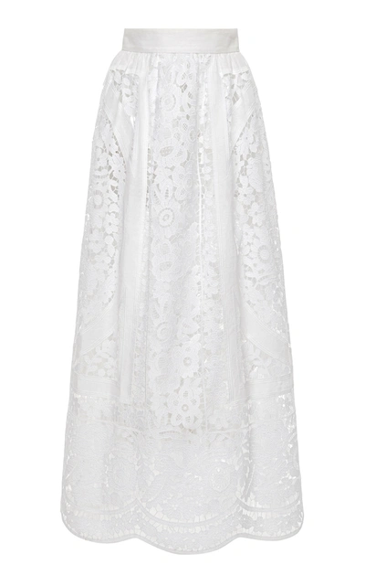 Shop Dolce & Gabbana Women's Broderie Anglaise Linen-cotton Maxi Skirt In White