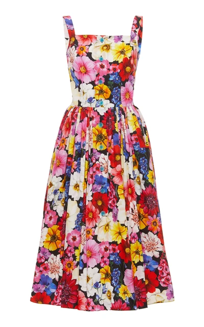 Shop Dolce & Gabbana Women's Floral Cotton Poplin Midi Dress