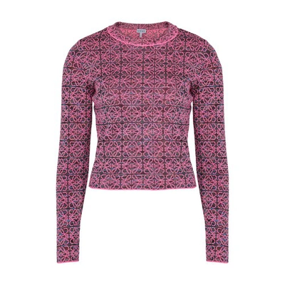 Shop Loewe Anagram Sweater In Pink Black