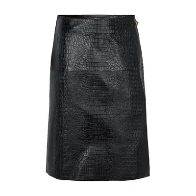 Shop Totême Leather Skirt In Black Croco