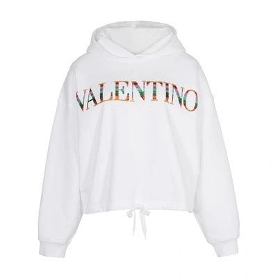 Shop Valentino Hoodie In Bianco