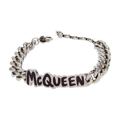 Shop Alexander Mcqueen Mcq Graffiti Bracelet In Black Trasparent
