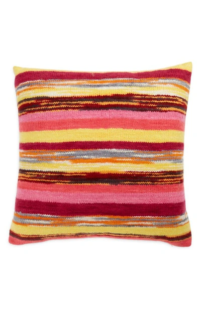 Shop The Elder Statesman Mismatched Stripe Cashmere Pillow Cover In Pink Multi