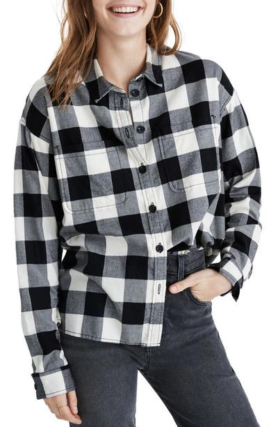 Shop Madewell Buffalo Check Flannel Shirt Jacket In Big Triple True Black