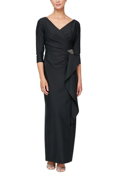 Shop Alex Evenings Ruched Column Gown In Black