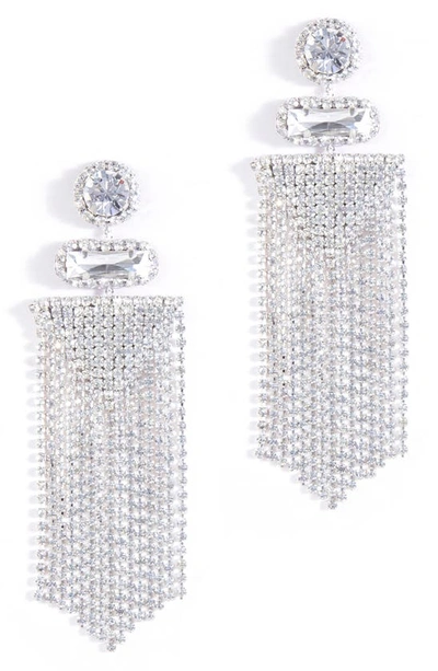 Deepa Gurnani Anvi Fringe Drop Earrings In Silver