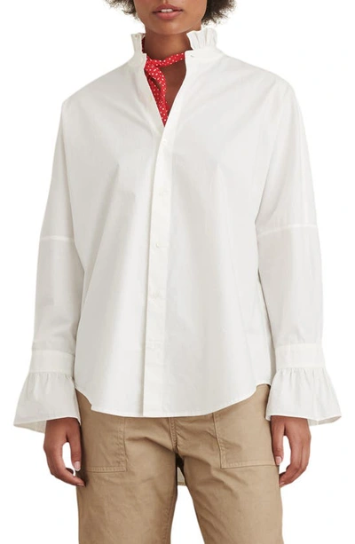 Shop Alex Mill Ruffle Button-up Shirt In White