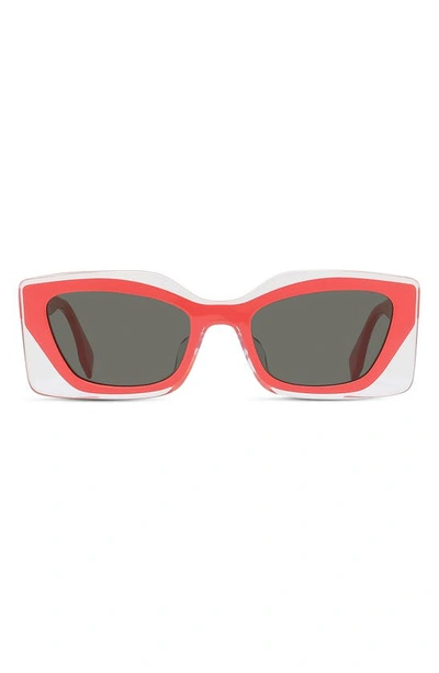 Shop Fendi X Skims 53mm Rectangular Sunglasses In Shiny Red / Green