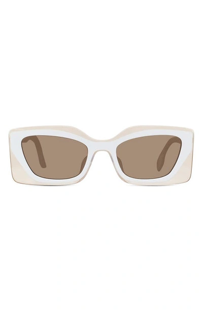 Shop Fendi X Skims 53mm Rectangular Sunglasses In White / Brown