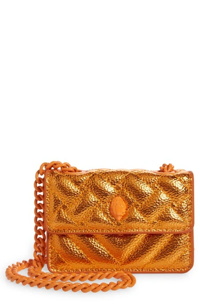 Micro Kensington Glitter Quilted Crossbody Bag In Orange