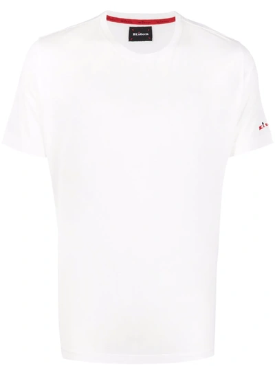 Shop Kiton Sleeve-logo Crewneck T-shirt In Weiss