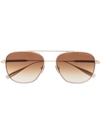 Shop Dita Eyewear Flight 009 Pilot-frame Sunglasses In Gold