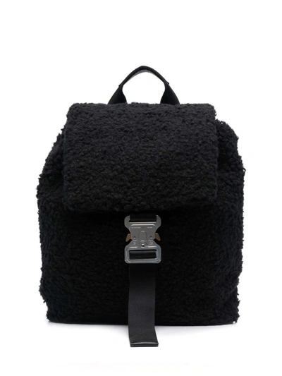 Shop Alyx Black Fleece Logo Buckle Backpack In Nero