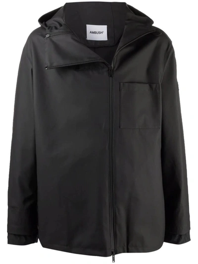 Shop Ambush Black Coated Zip-front Jacket In Nero