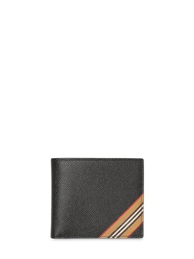 Shop Burberry Icon Stripe Print Bifold Wallet In Black