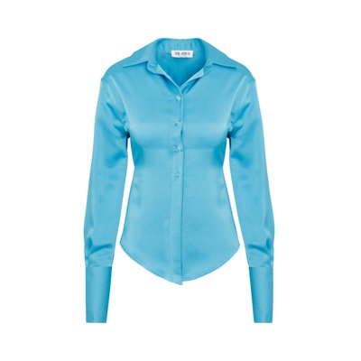 Shop Attico The  Lily Logo Embroidered Shirt In Blue