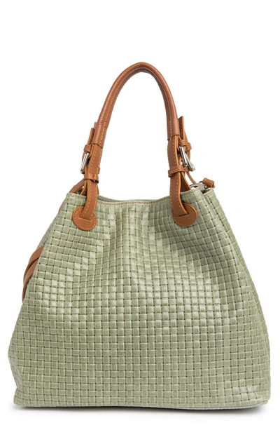 Shop Massimo Castelli Maison Heritage Weave Leather Tote Bag In Olive