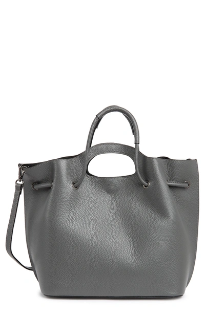 Shop Markese Leather Top Handle Tote In Darkgrey