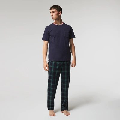 Shop Lacoste Men's Short Sleeve Three-tone Crew Neck Pajama T-shirt - Xs In Blue