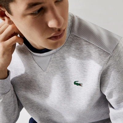 Shop Lacoste Sportsuit Mesh Panel Sweatshirt - L - 5 In Grey
