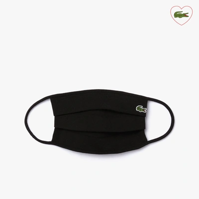 Shop Lacoste L.12.12 Face Protection Mask In Cotton Piqué - 6 - M In Black
