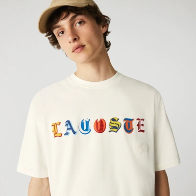 Lacoste Live Lacoste Men's Live Loose Fit Branded Multi-color Cotton T-shirt  - M In White | ModeSens