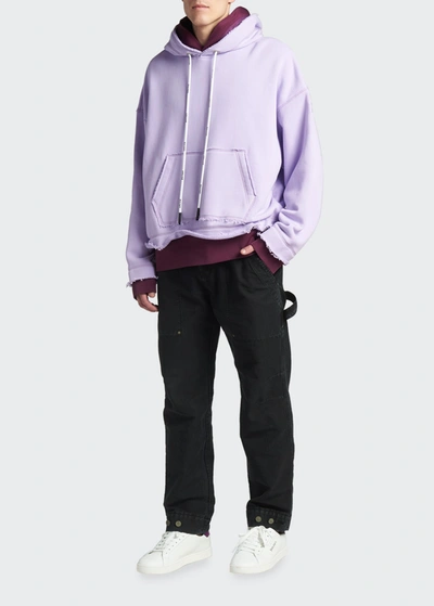 Shop Palm Angels Men's Double-layer Palm Pullover Hoodie In Lilac White