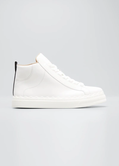 Shop Chloé Lauren High-top Leather Sneakers In White