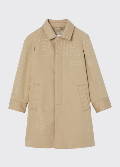 Shop Burberry Boy's Antonio Logo Address Trench Coat In Archive Beige