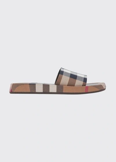 Shop Burberry Buckingham Check Sandals In Birch Brown Ip Ch