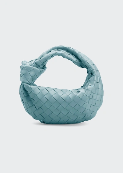 Shop Bottega Veneta Jodie Mini Intrecciato Knot Hobo Bag In Teal