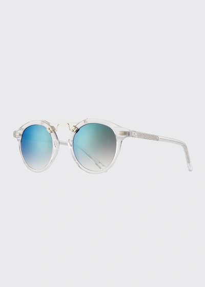 Shop Krewe St. Louis Round Mirrored Sunglasses In Capri/crystal 24k