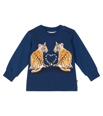 Shop Molo Baby Eloy Printed Cotton-blend Sweatshirt In Tiger Cubs