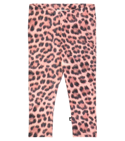 Shop Molo Baby Stefanie Leopard-print Cotton-blend Leggings In Rose Jaguar