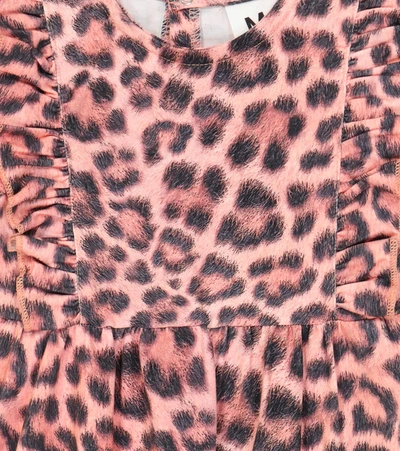 Shop Molo Baby Fallon Leopard-print Cotton-blend Playsuit In Rose Jaguar