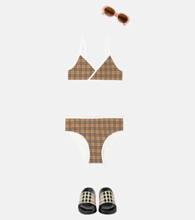 Burberry Check Lycra Bikini In Archive Beige Ip Chk