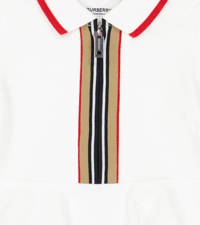 Baby Icon Stripe Cotton Polo Shirt Dress In White