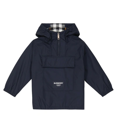 Shop Burberry Checked Reversible Rain Jacket In Midnight