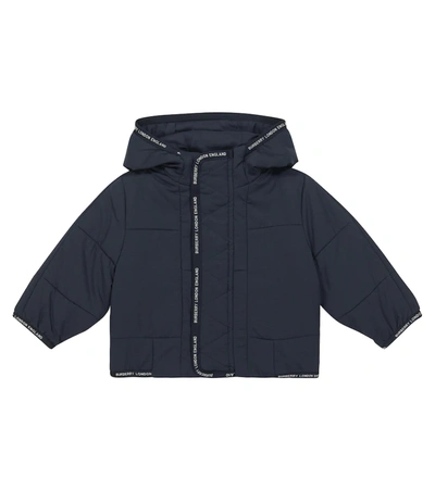 Shop Burberry Baby Quilted Hooded Jacket In Midnight