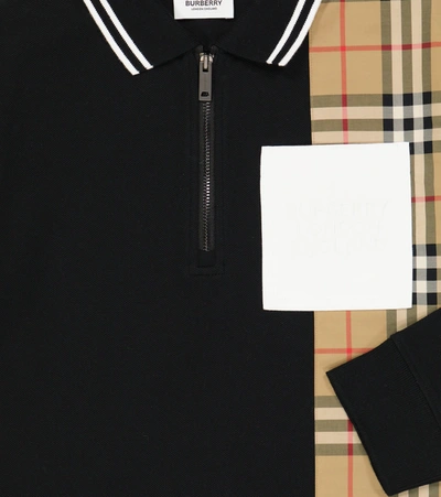 Shop Burberry Vintage Check Cotton Polo Shirt In Black