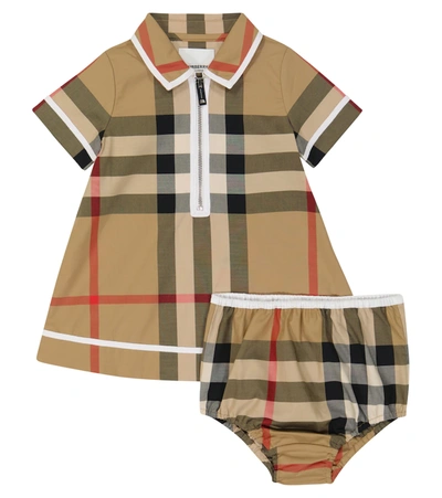 Shop Burberry Baby Vintage Check Cotton-blend Set In Archive Beige Ip Chk