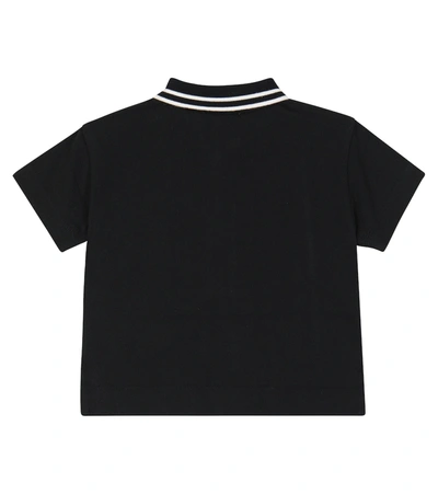 Shop Burberry Baby Cotton Polo T-shirt In Black