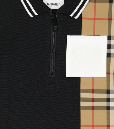 Shop Burberry Baby Cotton Polo T-shirt In Black