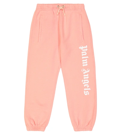 Shop Palm Angels Cotton Logo Sweatpants In Pink White