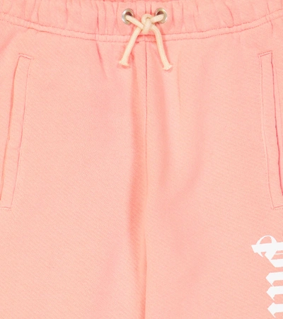 Shop Palm Angels Cotton Logo Sweatpants In Pink White