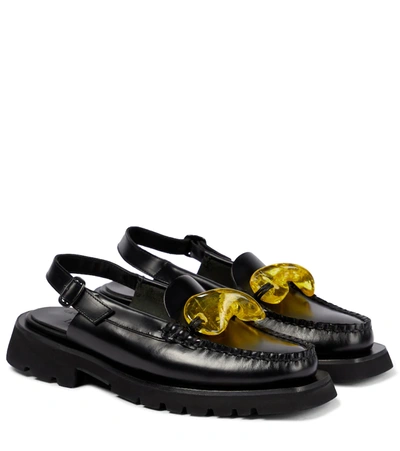 Cecilie Bahnsen X Hereu Raiguer Slingback Leather Loafers In Black/yellow |  ModeSens