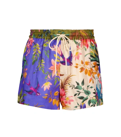 Shop Zimmermann Tropicana Patched Linen Shorts In Spliced