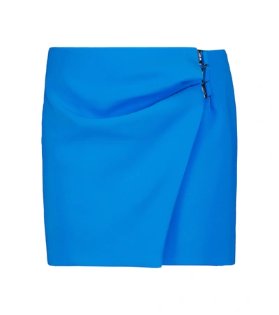 Shop Attico Mid-rise Techno Crêpe Miniskirt In Turquoise