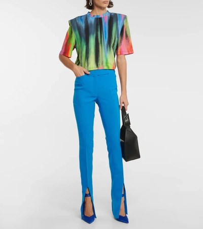 Attico Freja High-rise Techno Crêpe Pants In Turquoise