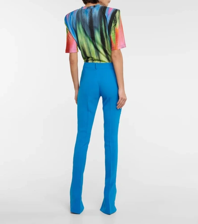 Attico Freja High-rise Techno Crêpe Pants In Turquoise
